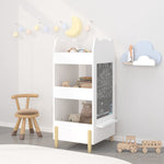 Bear Shaped Bookshelf With Chalkboard Side, 3-Tier Storage Organizer For Playroom - White