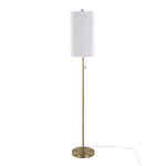 Bounty 62' Contemporary Metal Floor Lamp in Gold with White Linen Shade