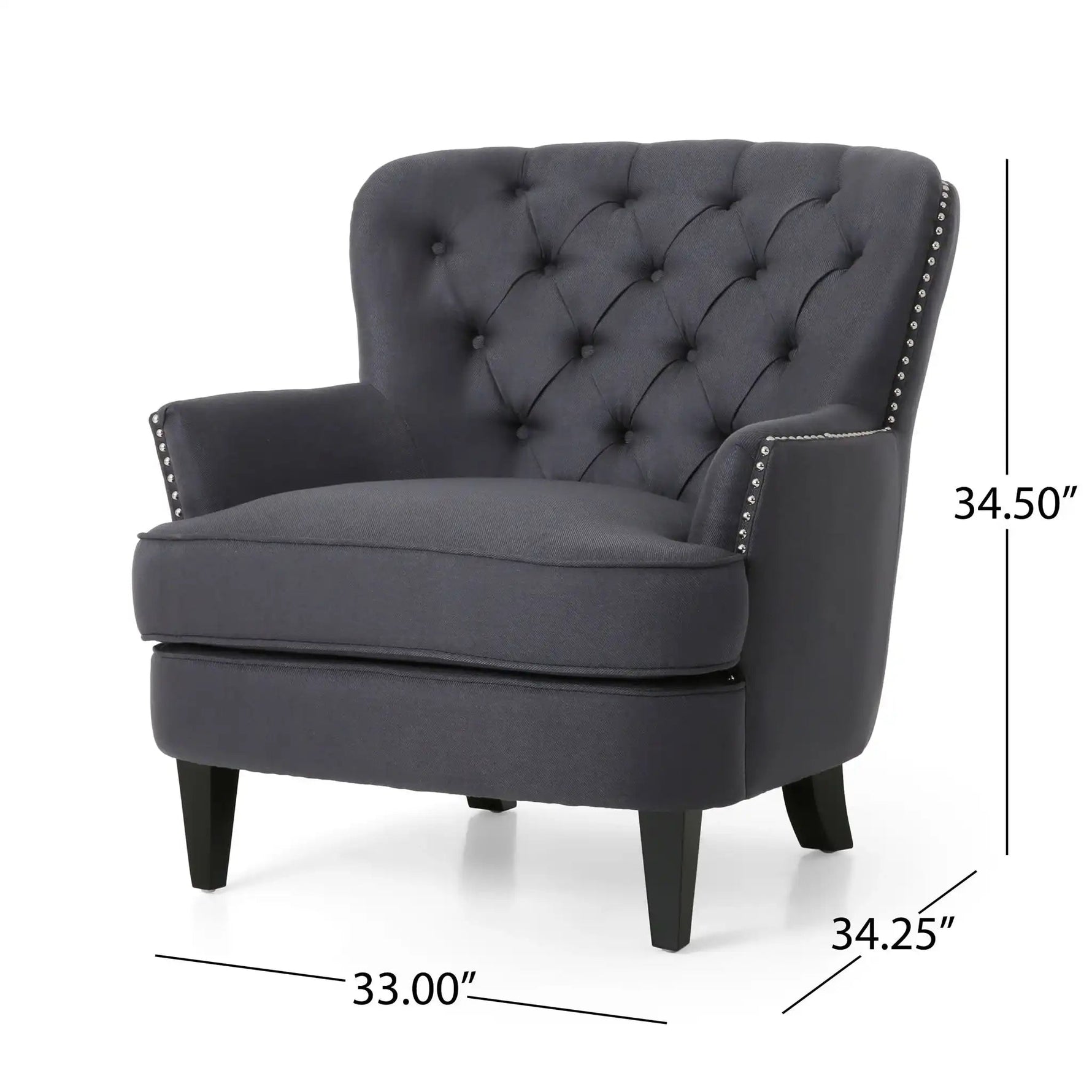 Enchante Living Room Set With Tufted Back Club Chair And Ottoman