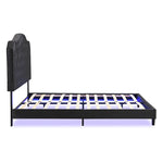 Queen Upholstered Bed Button Tufted with Curve Design