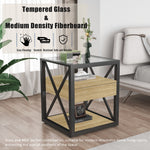 Set of 2 Modern End Tables with Drawer - Nightstands for Bedroom & Living Room