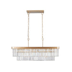 Rectangular Crystal Chandelier Adjustable Gold Iron Ceiling Light