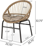 Outdoor Accent Chair with Curved Back and Basket Frame Set of 2