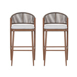 Outdoor Bar Height Metal Frame Counter Stools with Scallop-Shaped Backrest & Water-Resistant Cushions