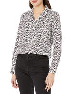 Foxcroft Women's Plus Size Rhett Long Sleeve Animal Herringbone Blouse, Dark Chocolate, 24W