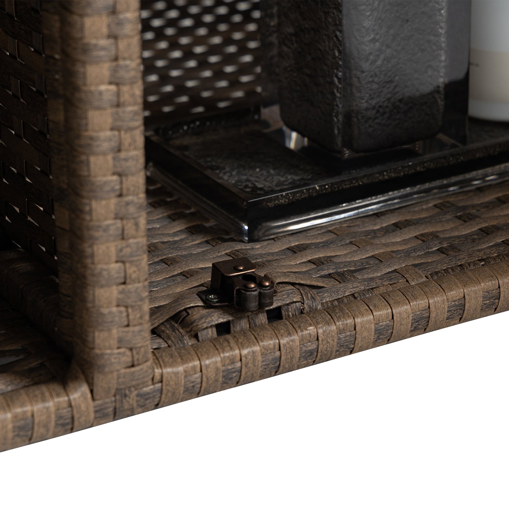 Outdoor Wicker Bar Cart with Glass Top and Wheels