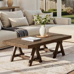 Hawthorne 48' Solid Reclaimed Elm Rectangular Trestle Coffee Table, Heritage Medium-Dark Brown