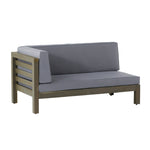 Oana Outdoor Wooden Sectional Set with Cushions, Dark Grey