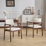 Dining Room Chairs, Ideal For Home & Kitchen (Set of 2) - Beige / Dark Walnut