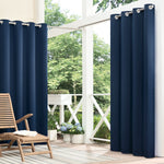 ECLIPSE Bradford Waterproof Blackout Thermal Insulated Grommet Outdoor Curtain for Patio or Porch (1 Panel), 52 in x 108 in, Navy