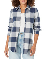Carve Designs Women's Supersoft Navy Plaid Shirt - Medium