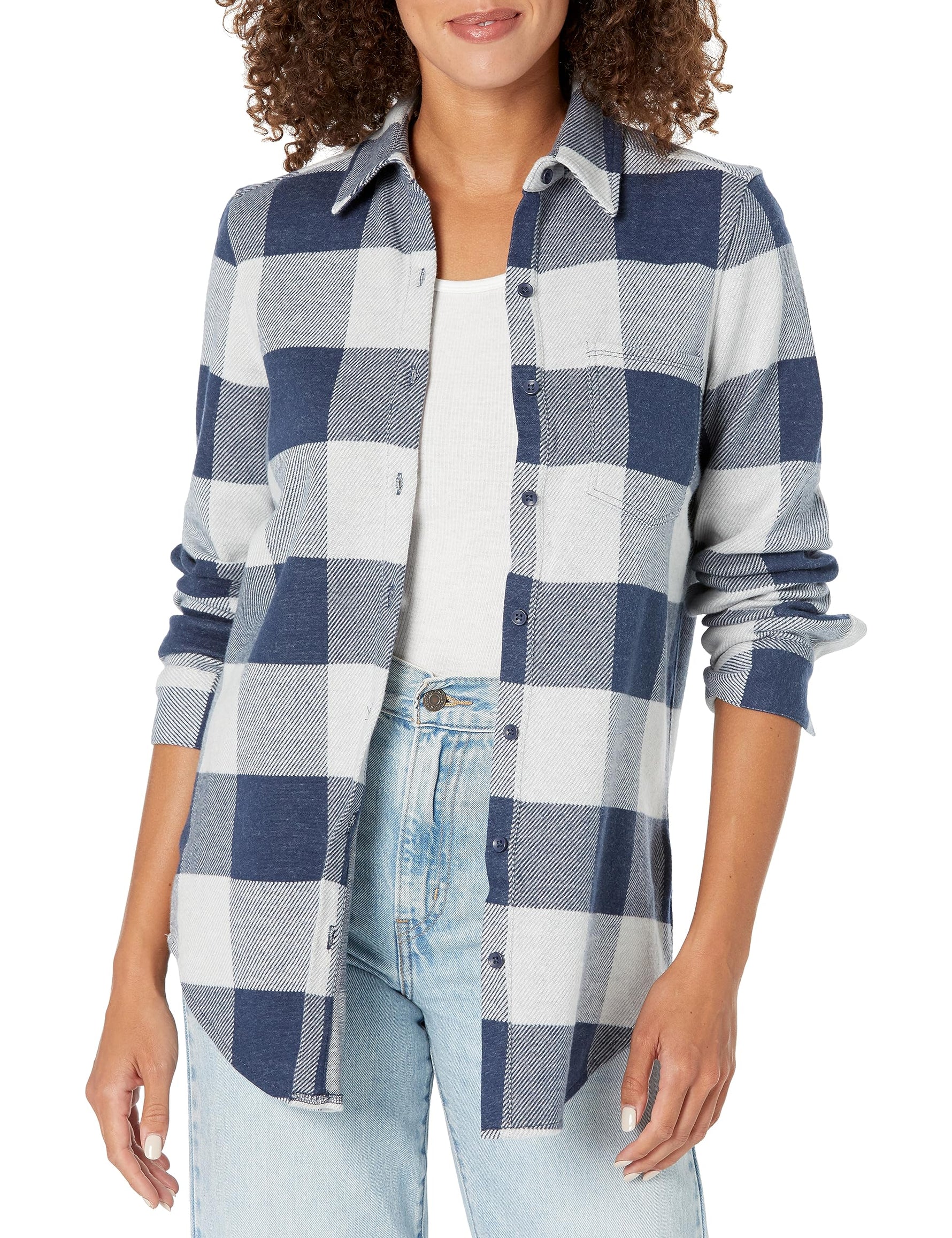 Women's Fairbanks Supersoft Navy Plaid Shirt