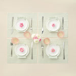 Tonal Striped Disposable Napkin Set in Green, 50 Pieces