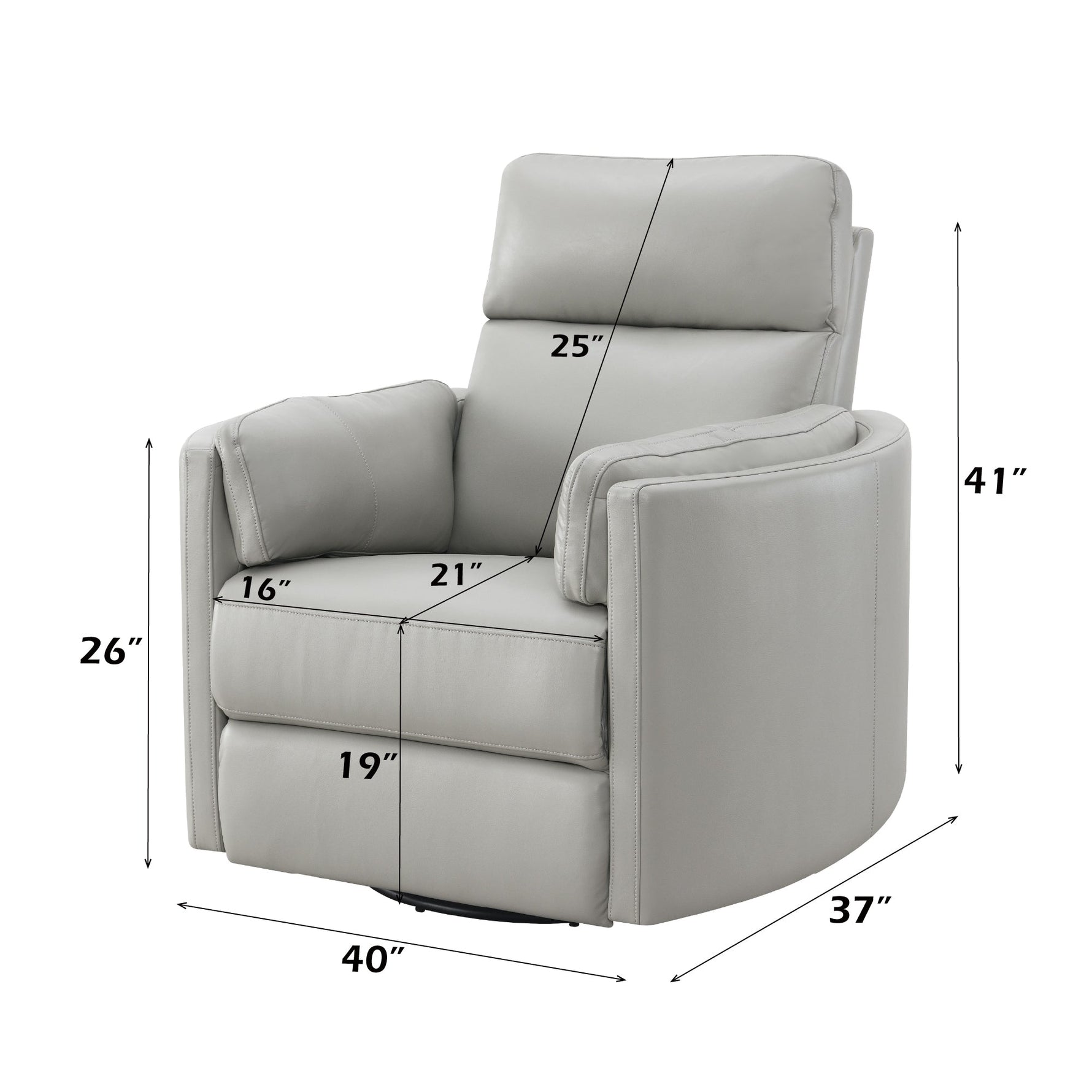 Sagen Gray Leather Aire Recliner W/Swivel & Glider