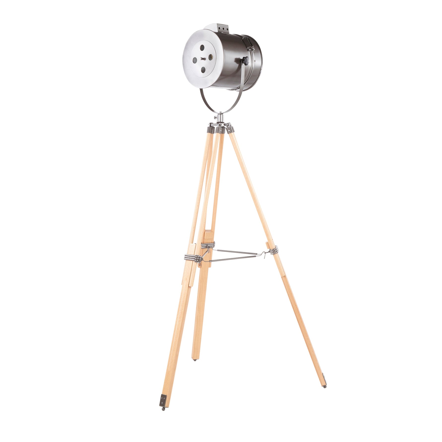 Ahoy Industrial Floor Lamp in Natural Wood and Antique Metal