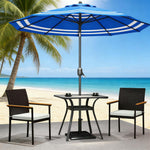 Set of 2 Patio Wicker Dining Chairs with Backrest and Armrests