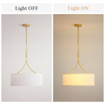 3-Light Gold Fabric Drum Pendant Light