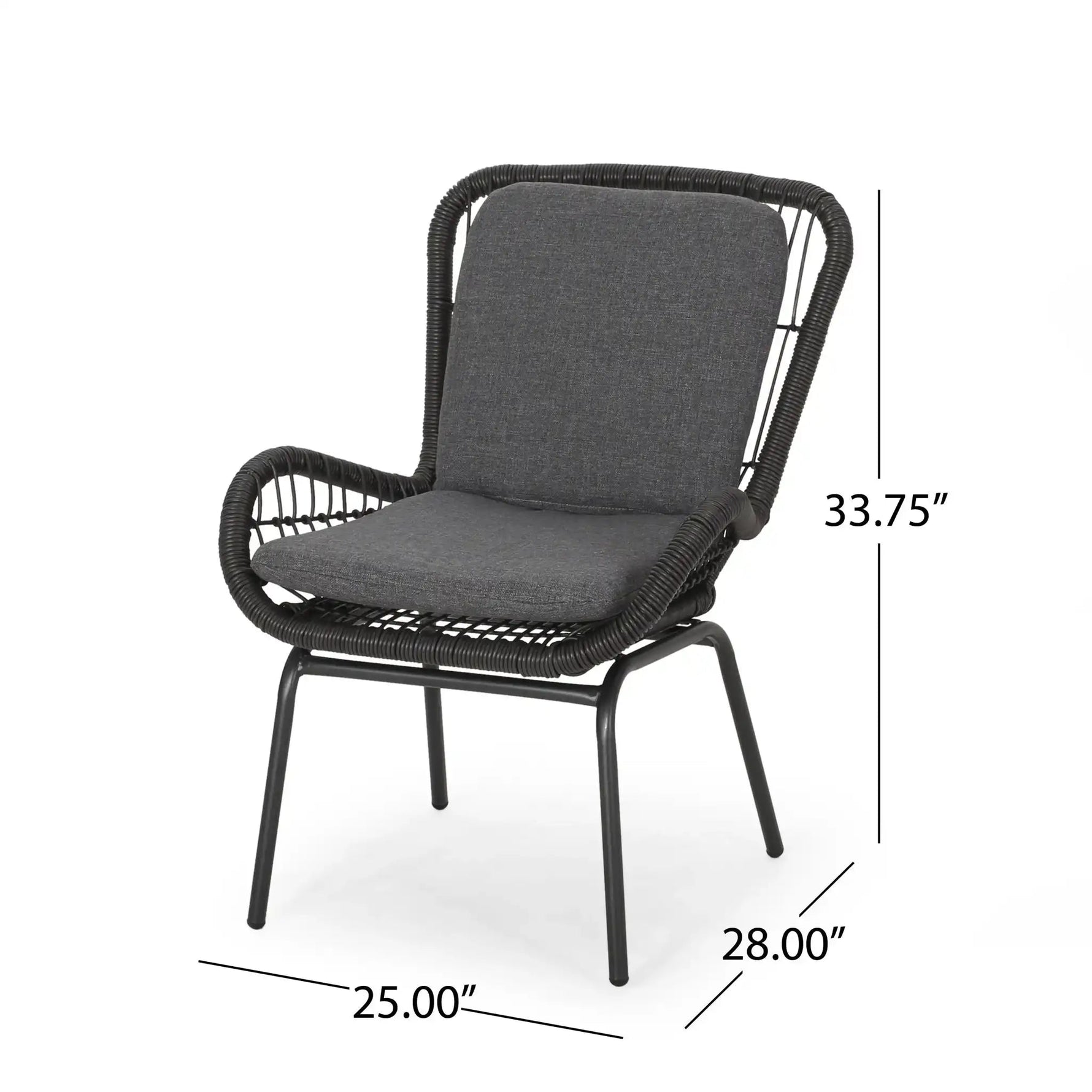 Outdoor Wicker Club Chair With Cushions (Set of 2)