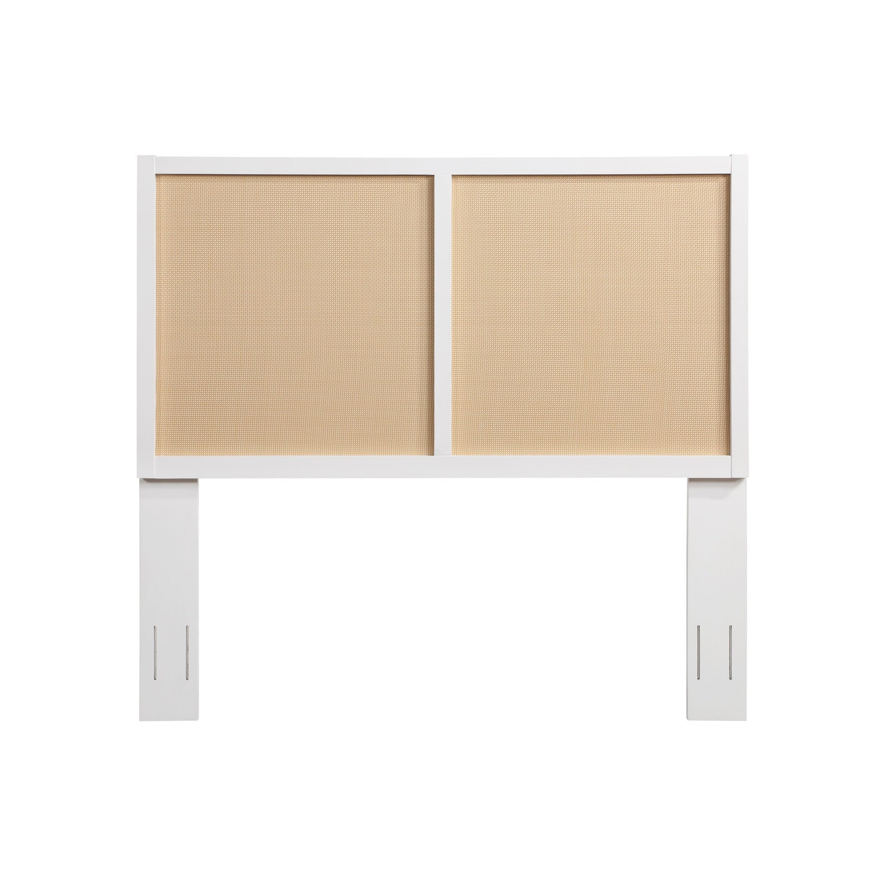 Barkley Cane and Solid Wood Headboard in White with Adjustable Height for Queen/Full Beds