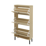 Modern Rattan 3 Door Shoe Rack Cabinet for Entryway