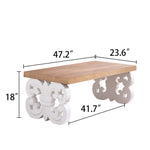 Ornate Wood Coffee Table – 47" Rectangular Farmhouse Style Table