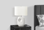 Contemporary 26"H White Ceramic Table Lamp with Ivory Shade