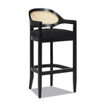 Americana Mid-Century Modern 30.5' Cane Back Bar Stool, Jet Black