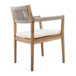 Braided Acacia Wood Outdoor Dining Chairs Set of 4 – Teak Look with Beige Rope & Cream Cushions