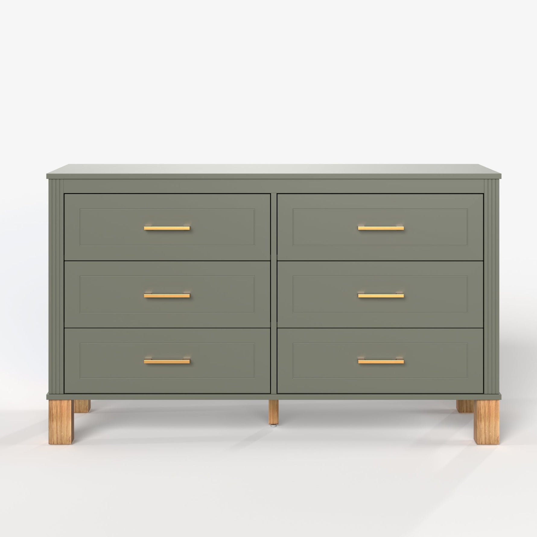 6-Drawer Double Dresser in Olive