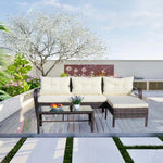 Outdoor Patio Furniture 3-Piece Conversation Set (Beige Cushion)