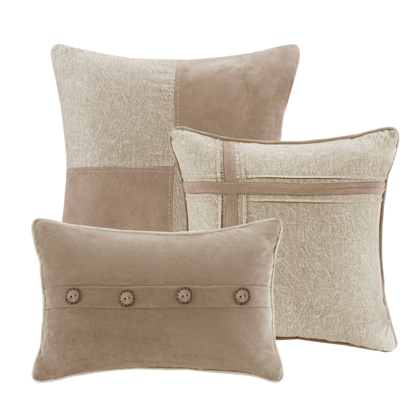7 Piece Faux Suede Comforter Set Tan California King