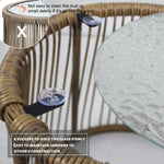 6PCS Outdoor Patio Balcony Natural Color Wicker Sofa Chair Set with Beige Cushion,Round Tempered Glass Table