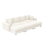 Deep Seat Convertible Sofa With Soft Pillows And Ottomans
