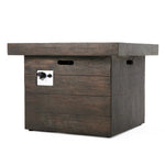Anchorage 32'' Wood Square MGO Fire Pit Brown - 40,000 BTU