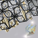19' Geometric Crystal and BlackGold Round Pendant Chandelier