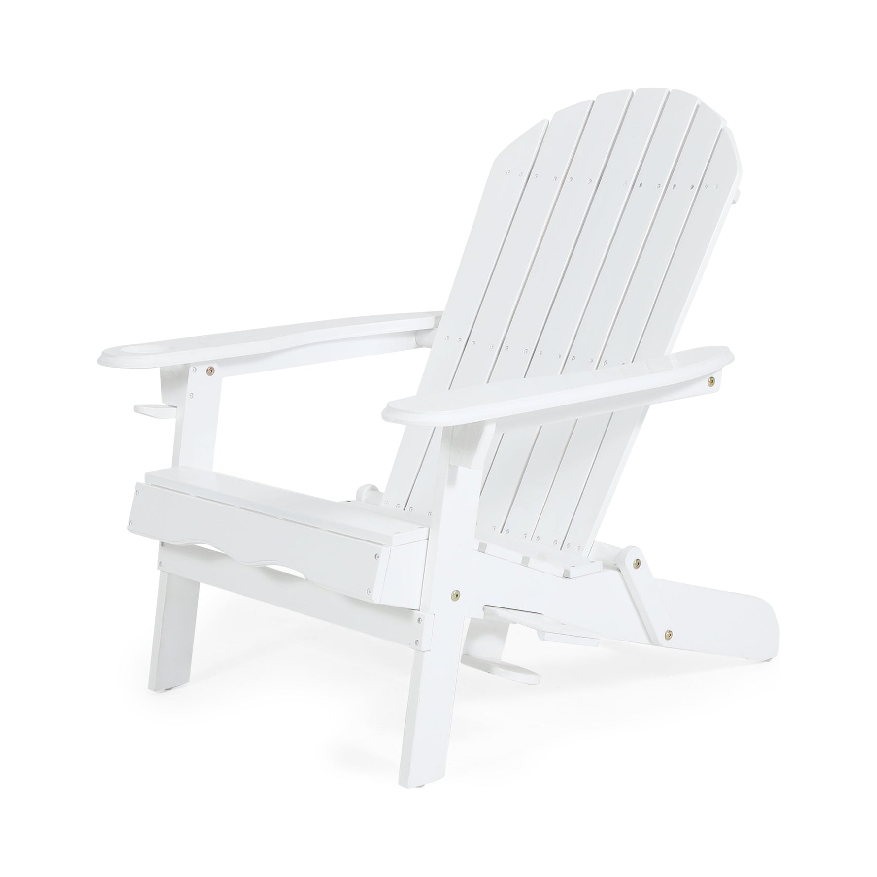 Zenithia Outdoor Foldable Adirondack Chair with 2 Cup Holders, White