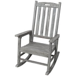 Wooden Oversized Porch Rocker Chair With Wide Seat and Tall Backrest