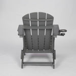 HDPE Folding Adirondack Chair with Dual Cup Holder - Gray