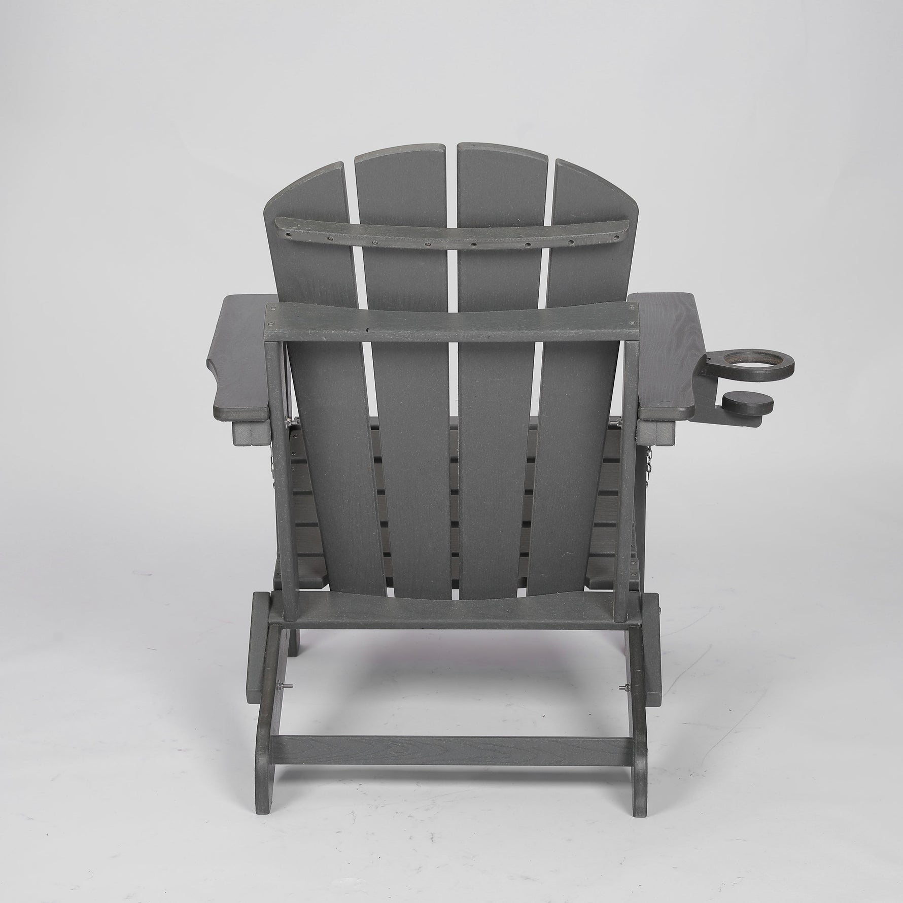 HDPE Folding Adirondack Chair with Dual Cup Holder - Gray