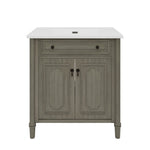 Vintage Bathroom Vanity With Sink, Rustic Cabinet With Soft Close Doors