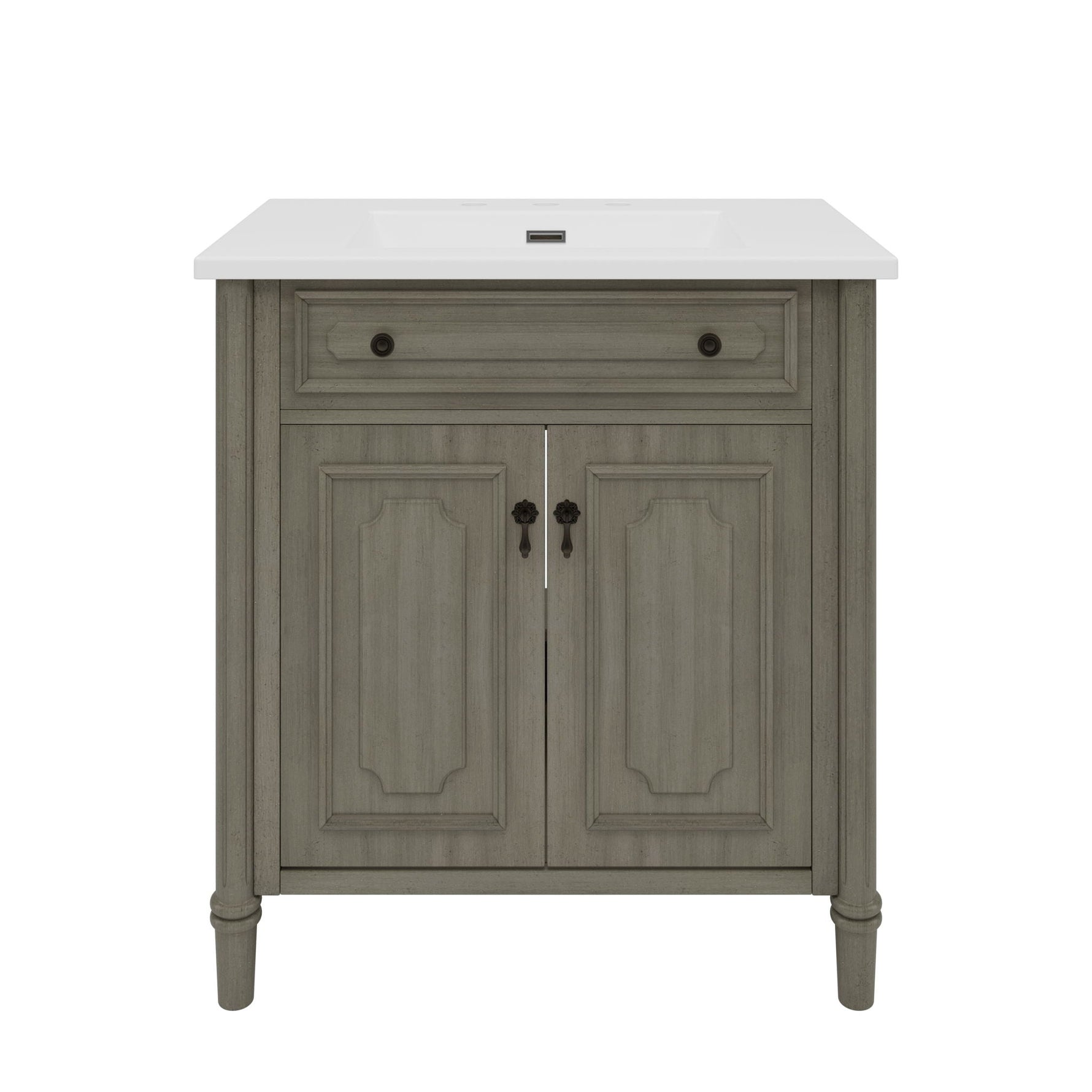 Vintage Bathroom Vanity With Sink, Rustic Cabinet With Soft Close Doors
