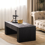 Modern Black Solid Wood Coffee Table, 49in Rectangular