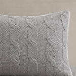 3 Pieces Full/Queen Cable Knit Chenille Comforter Set Gray