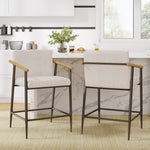 Mid Century Modern Counter Stool Set With Iron Frame