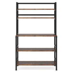 5 Tier Kitchen Bakers Rack With Hutch Microwave Stand, Freestanding Storage Organizer For Countertop - Black