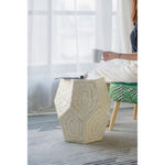 18x18x21 Hexagonal Capes Capiz Stool Cream/Yellow