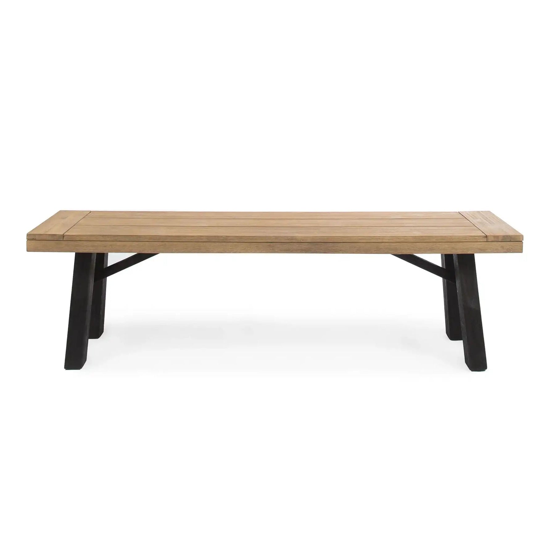 Outdoor Bench With Slat Panel Design And Acacia Wood Frame
