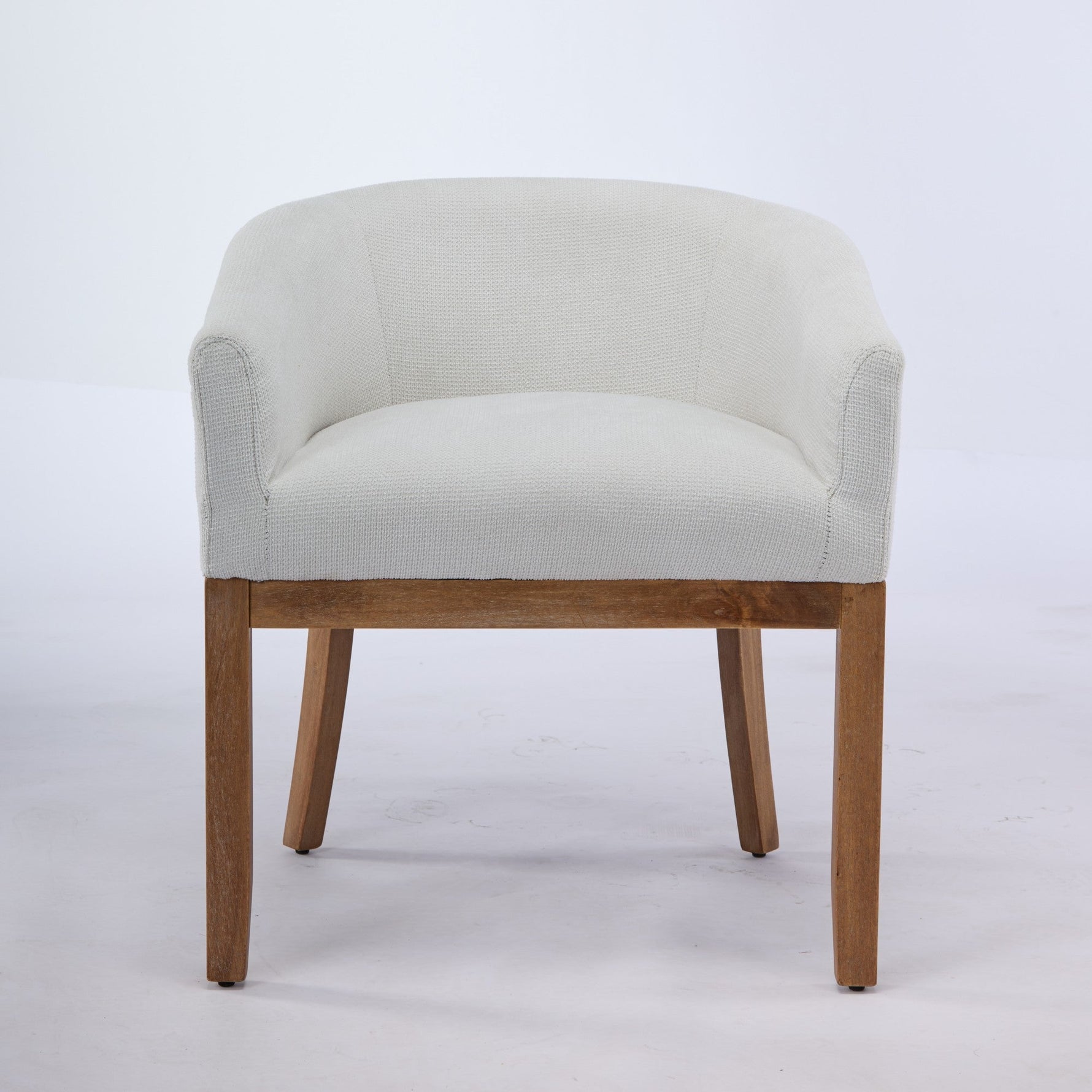 Mid Century Modern Upholstered Barrel Dining Chair with Arms