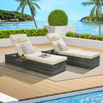 Outdoor Chaise Lounge Chair Set of 2 with Storage and Cushions
