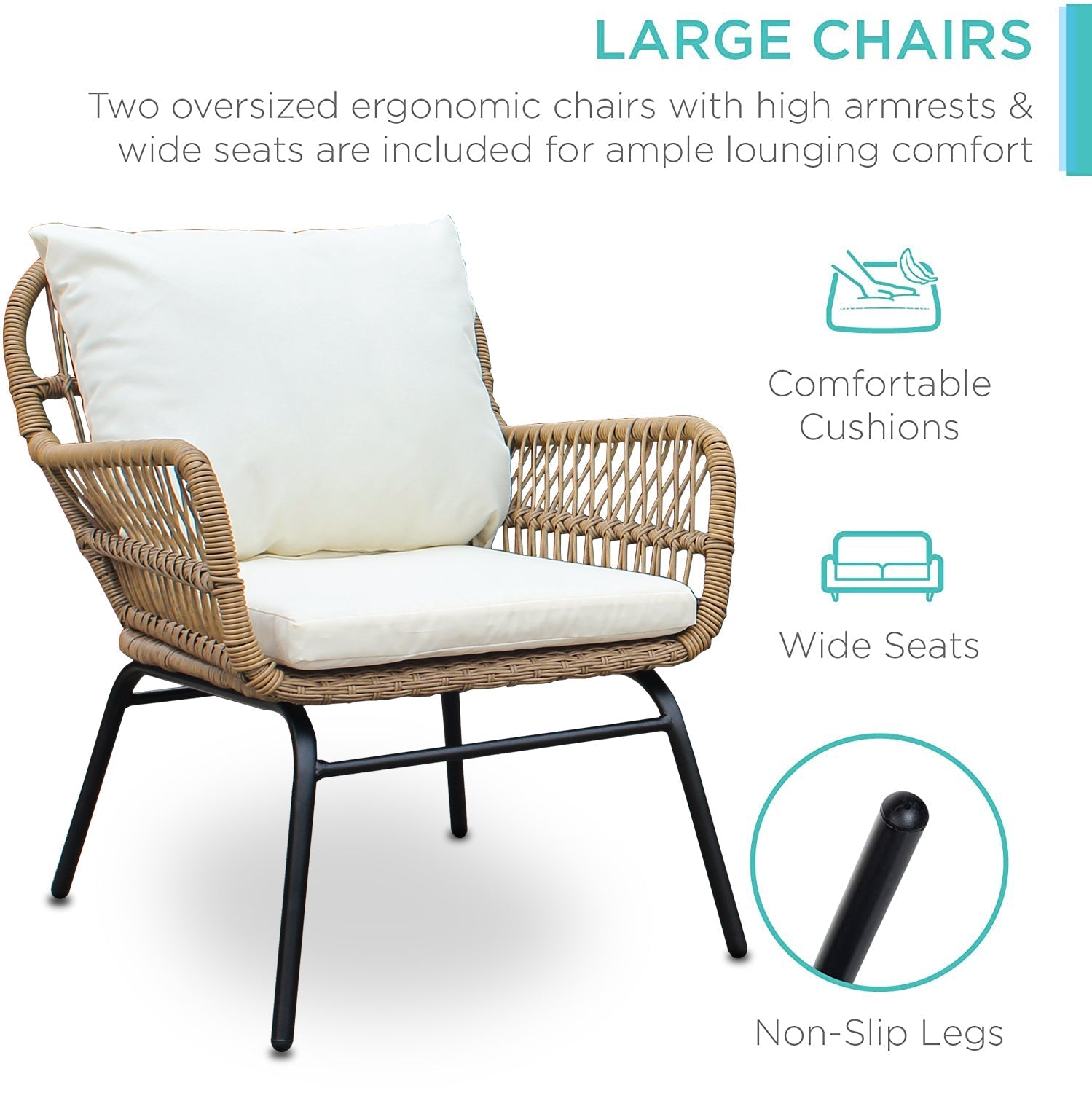 6PCS Outdoor Patio Balcony Natural Color Wicker Sofa Chair Set with Beige Cushion,Round Tempered Glass Table